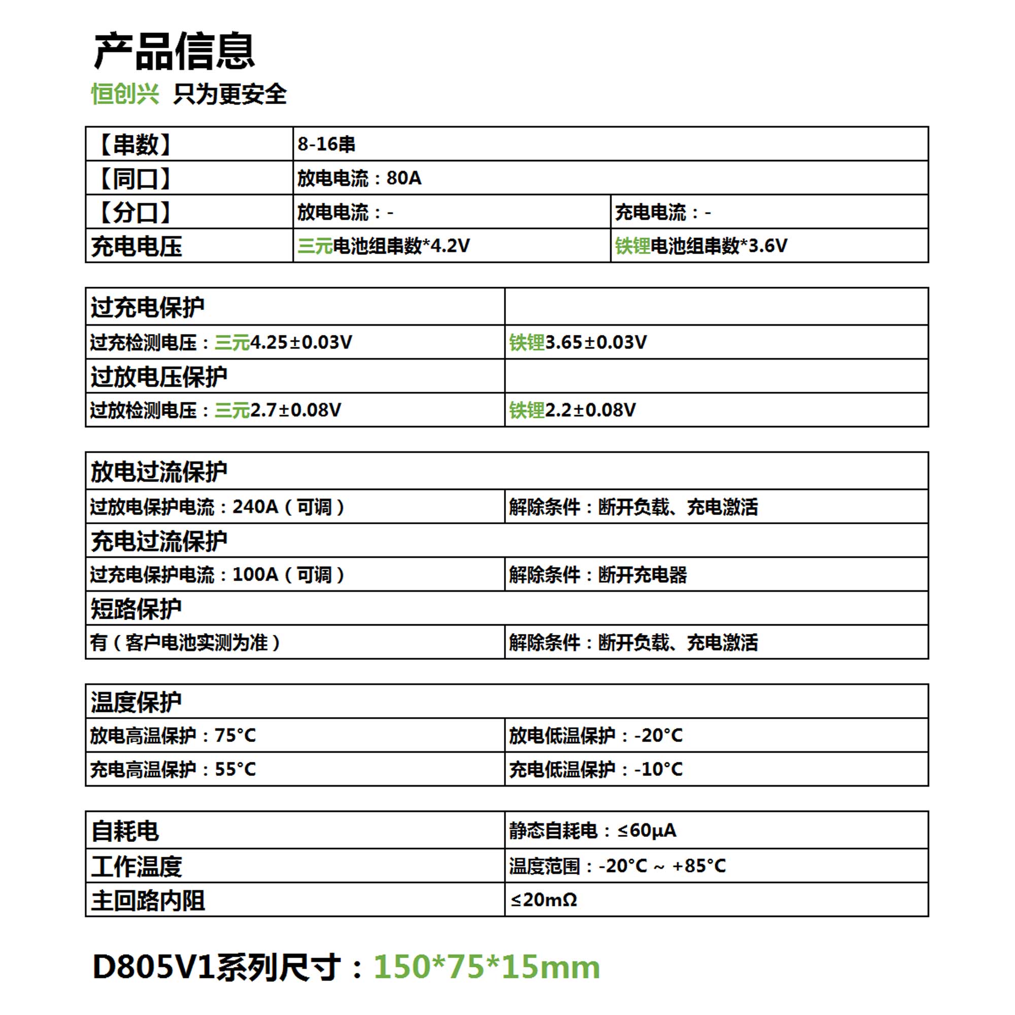 8-16串80A D805V1储能锂电池保护板